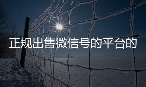 正规出售微正规微信号购买网信号的平台的简单介绍
